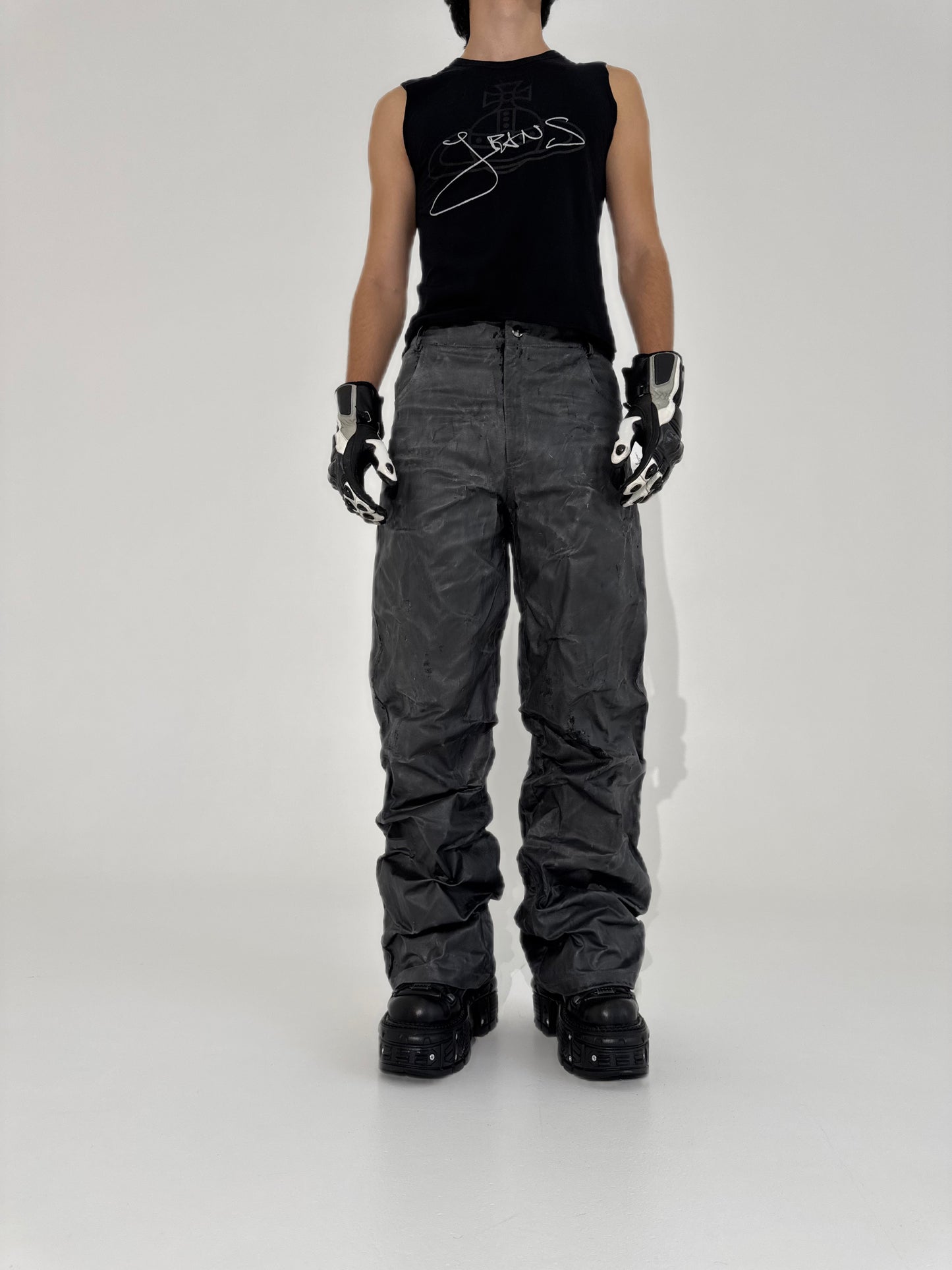 Waxed Baggy Pants