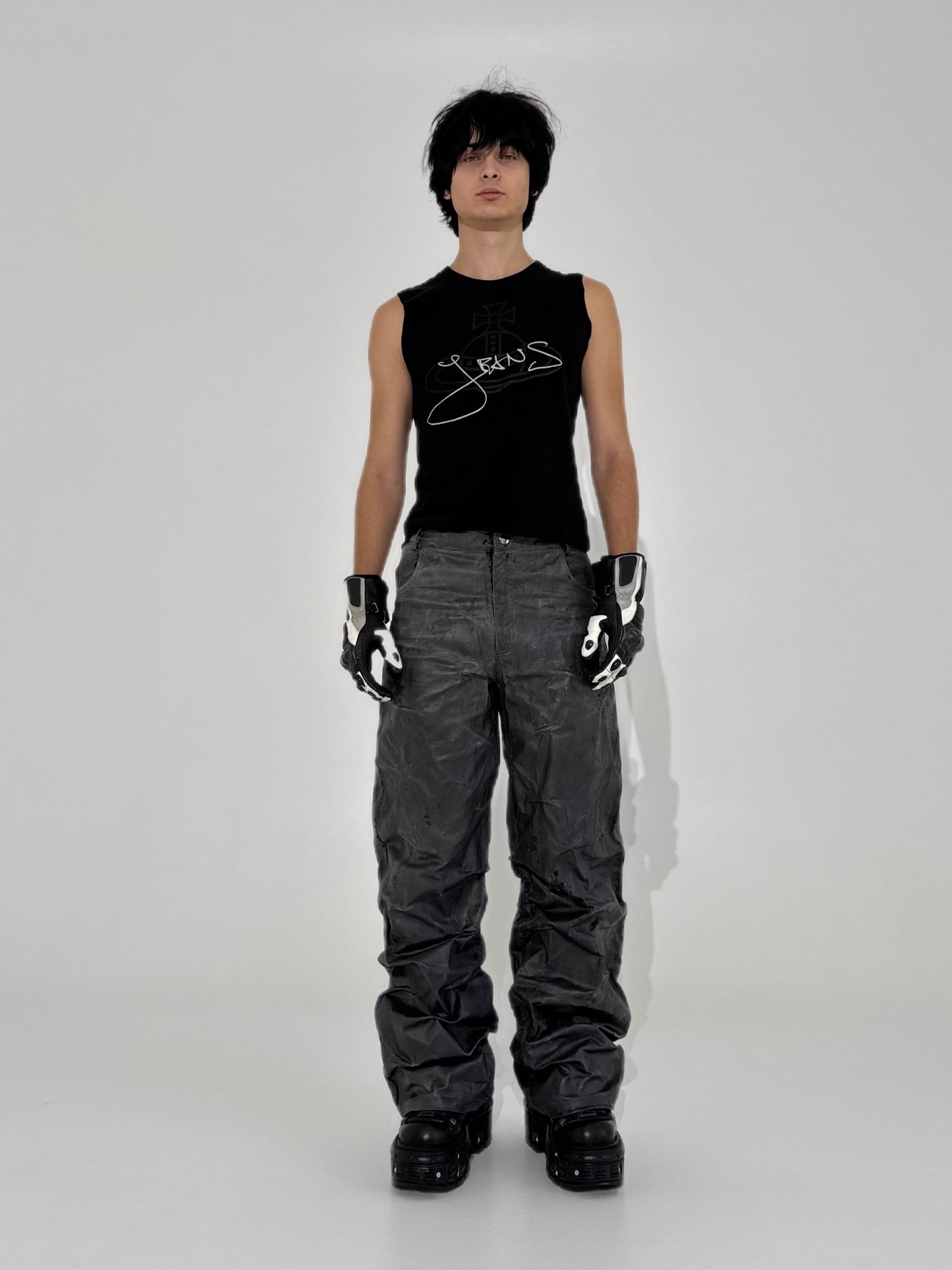 Waxed Baggy Pants