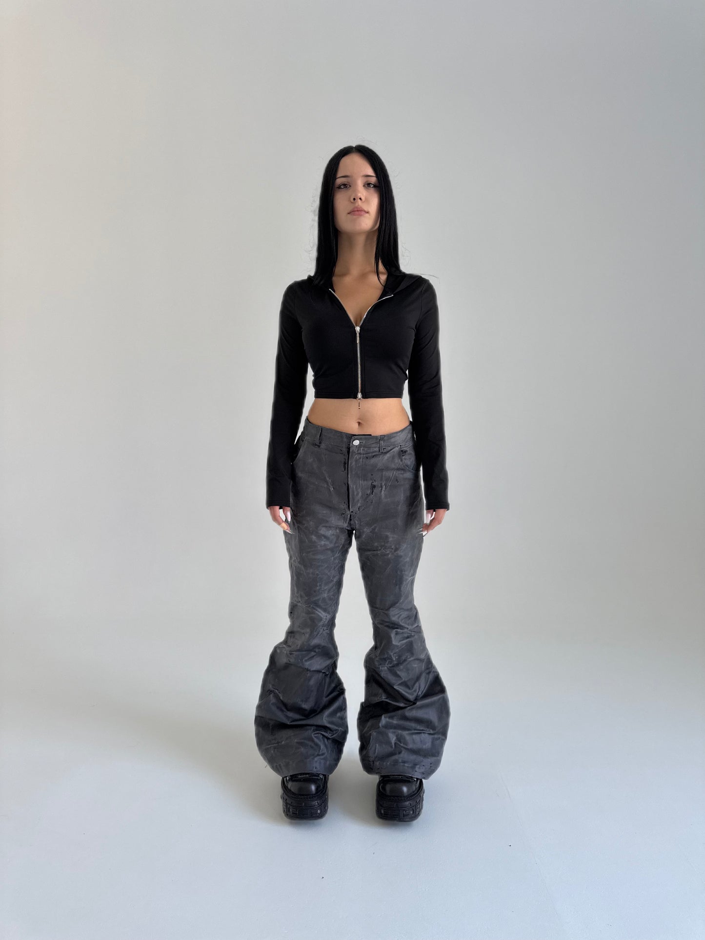 Waxed Flared Pants