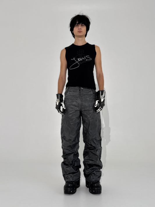 Waxed Baggy Pants