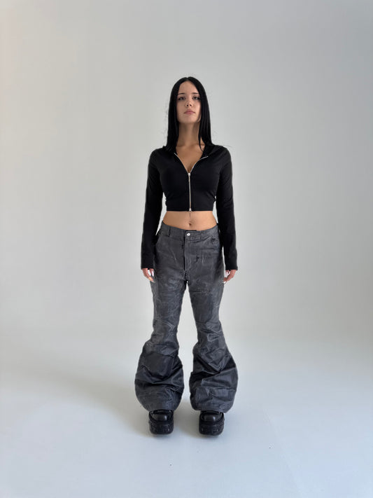 Waxed Flared Pants
