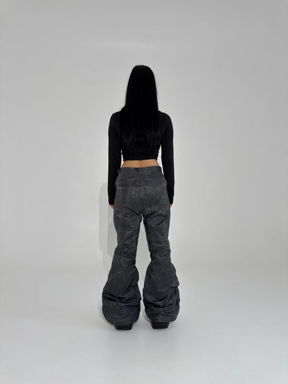 Waxed Flared Pants